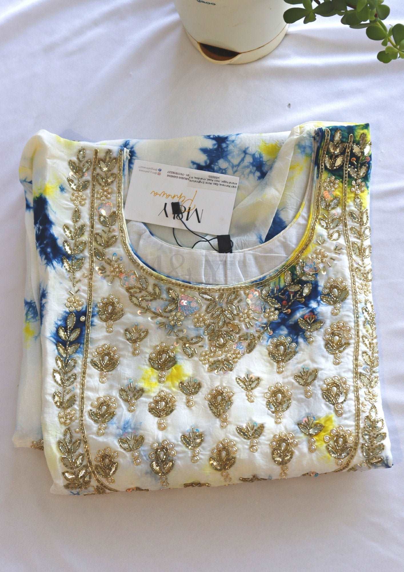 Pure Crepe Handwork Shibori Print Kurti - M&Y Pehnava