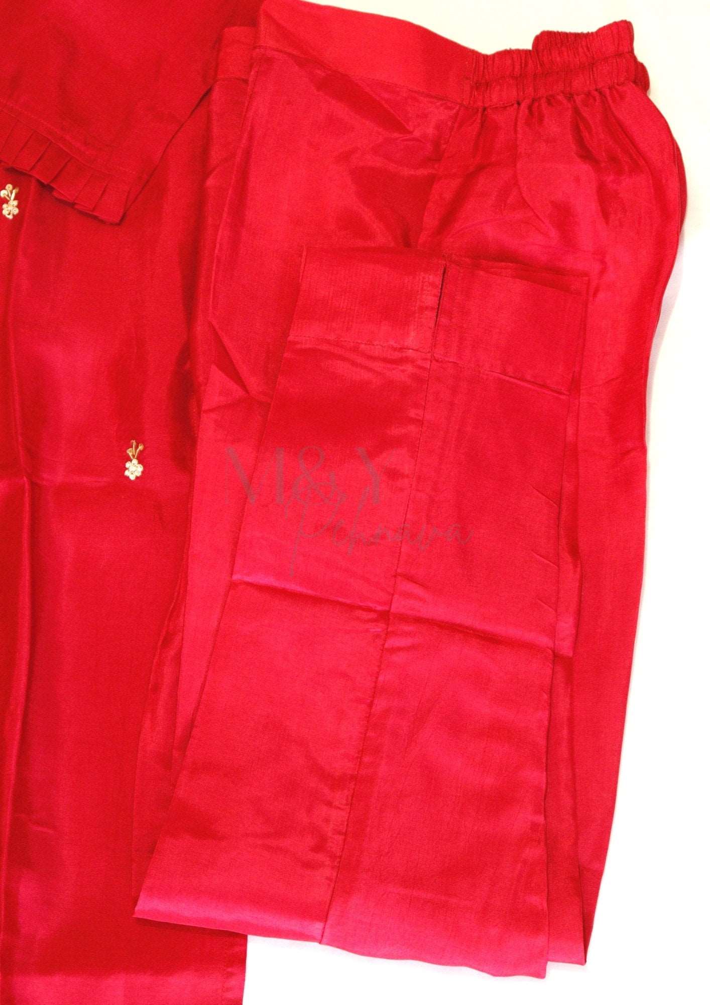 Pure Crepe Kurti Pant Dupatta Set - M&Y Pehnava