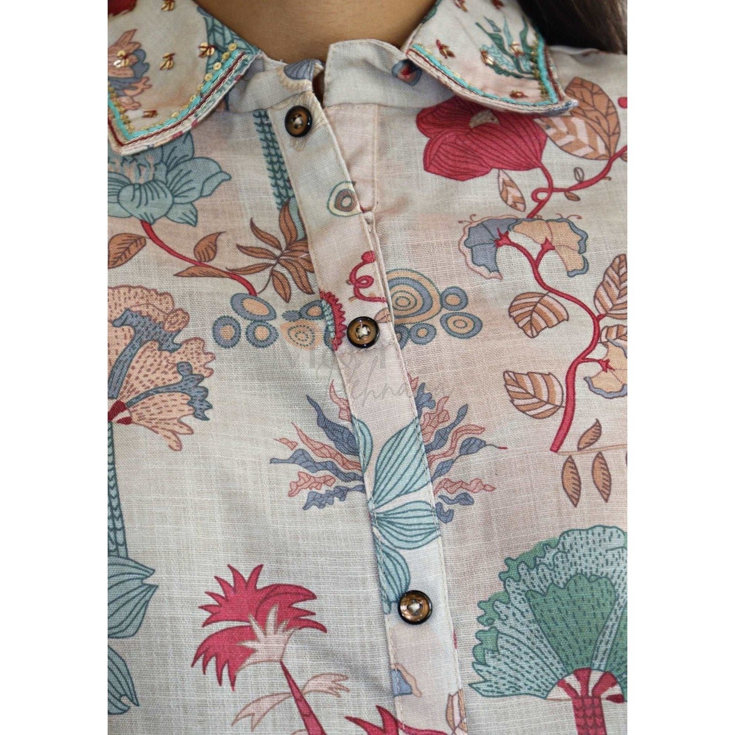 Rama Printed Linen Cotton Co-Ord Set - M&Y Pehnava