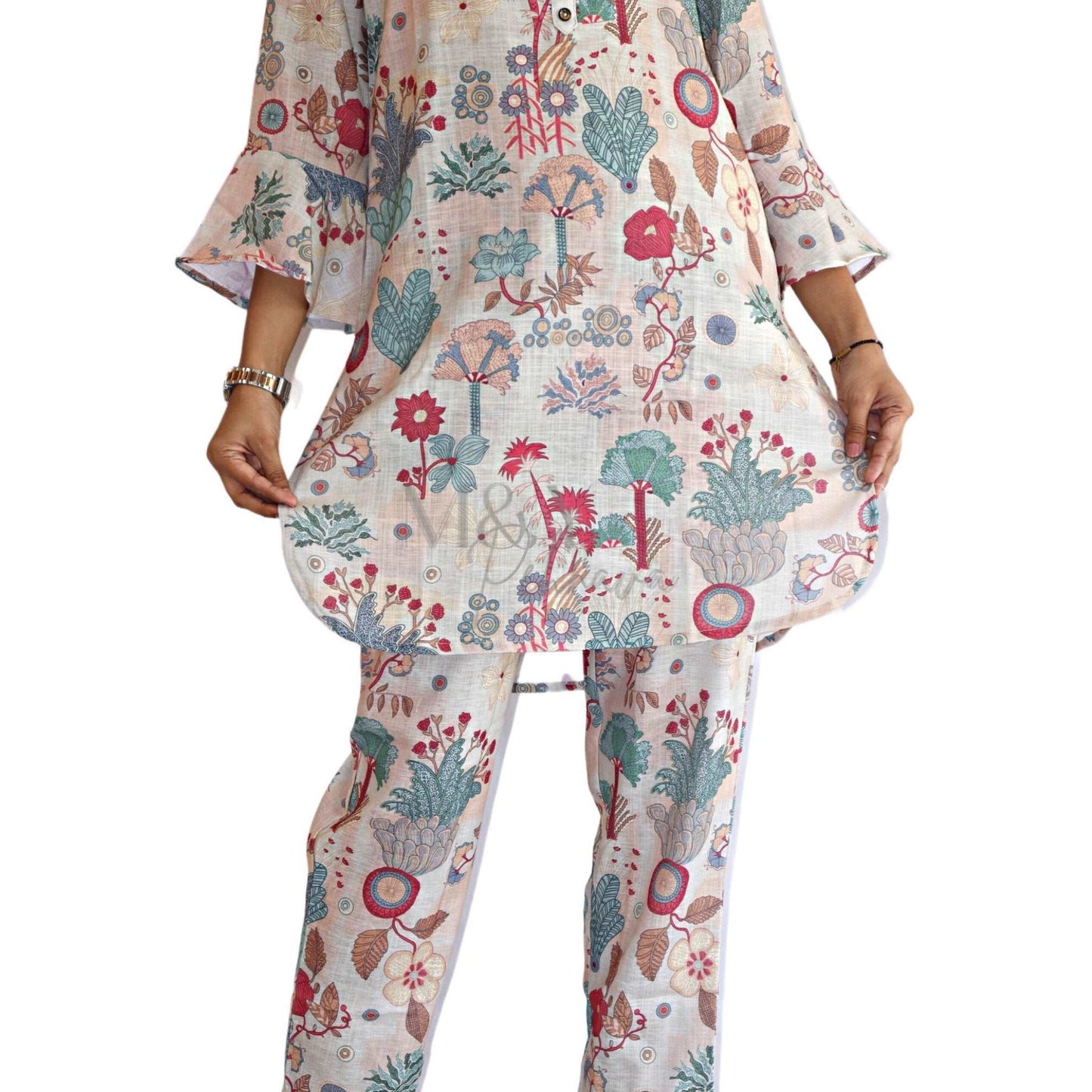 Rama Printed Linen Cotton Co-Ord Set - M&Y Pehnava