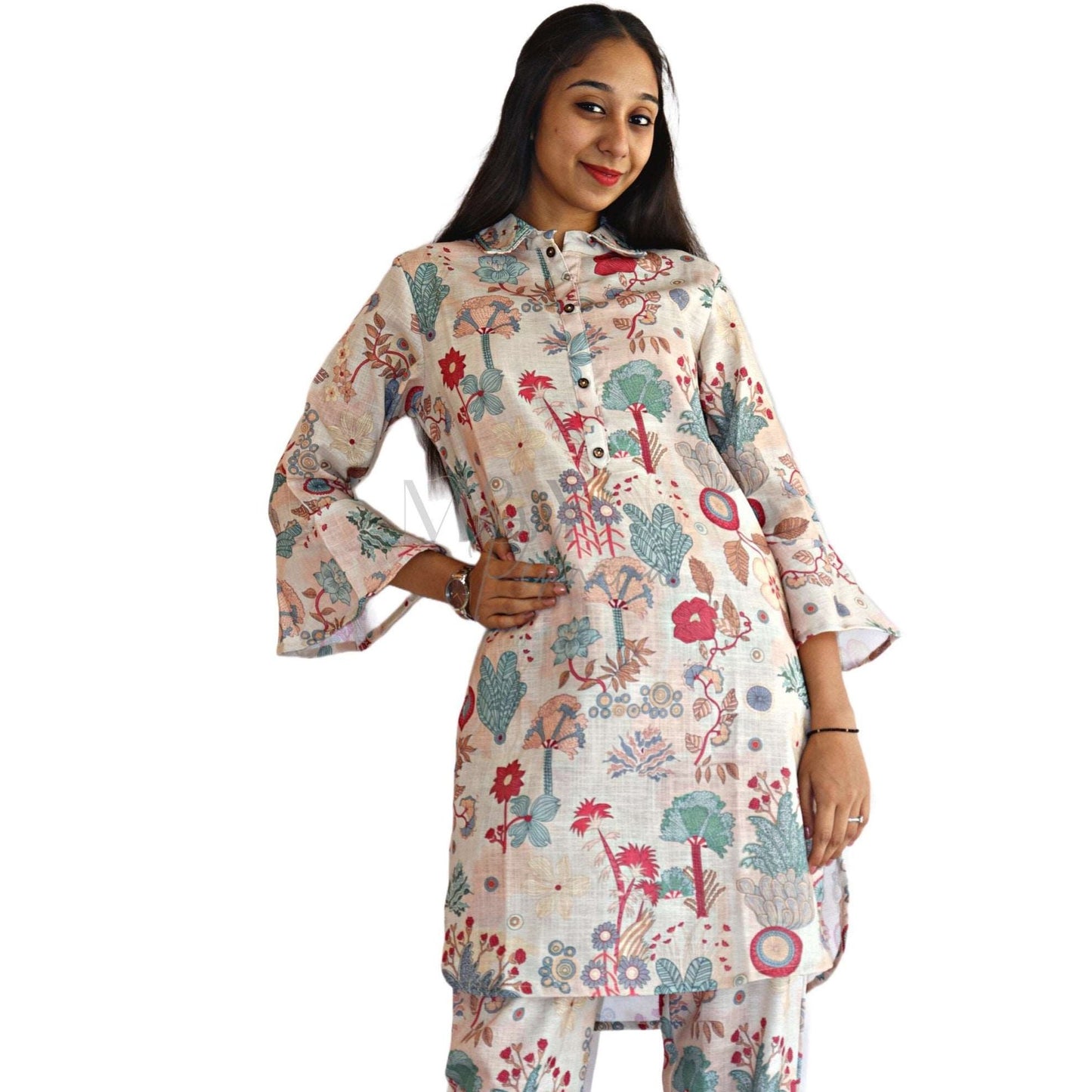 Rama Printed Linen Cotton Co-Ord Set - M&Y Pehnava