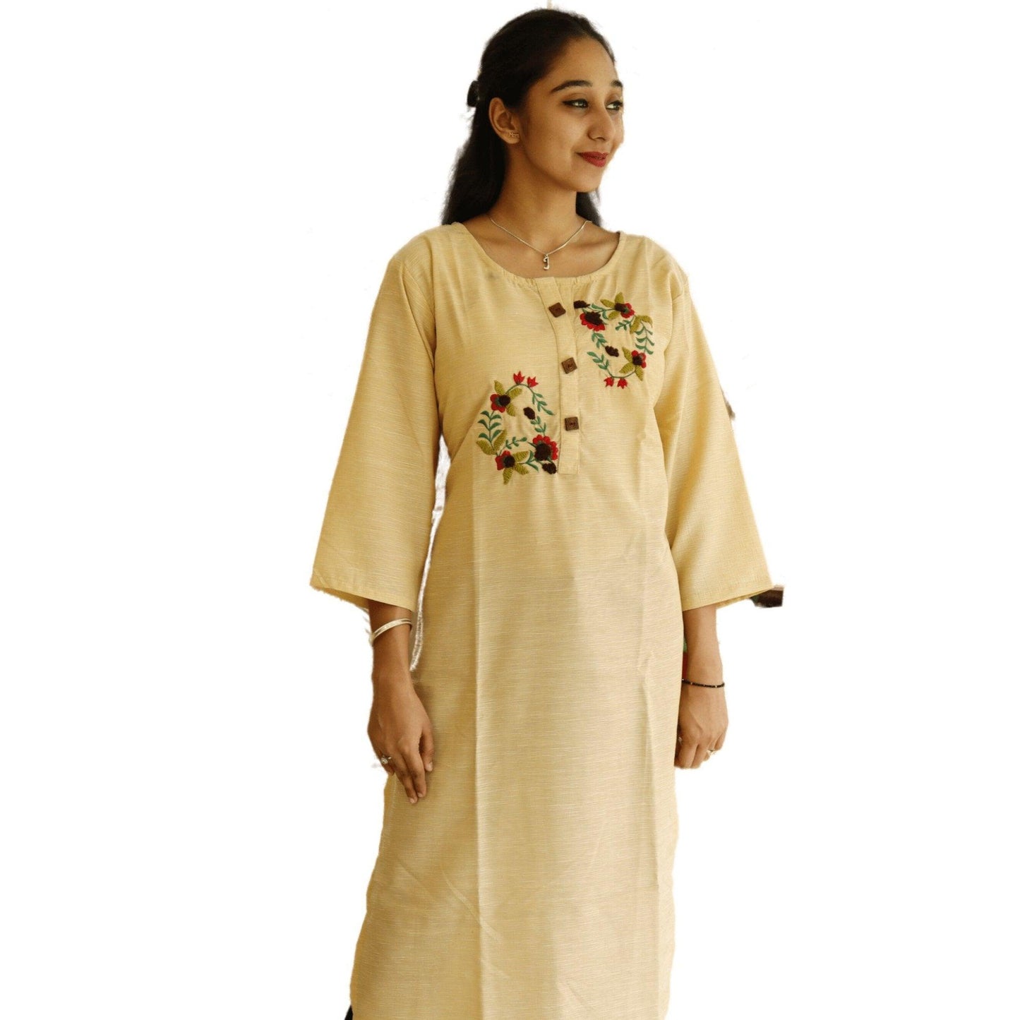 Chanderi Cotton Embroidered Kurti - M&Y Pehnava