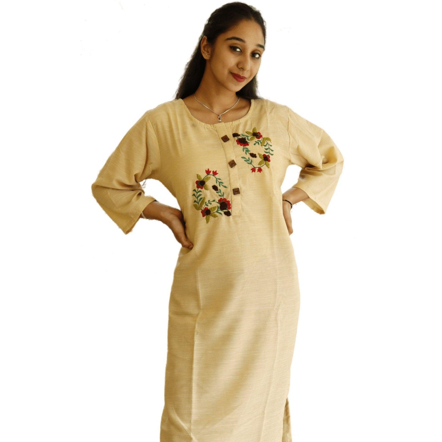 Chanderi Cotton Embroidered Kurti - M&Y Pehnava