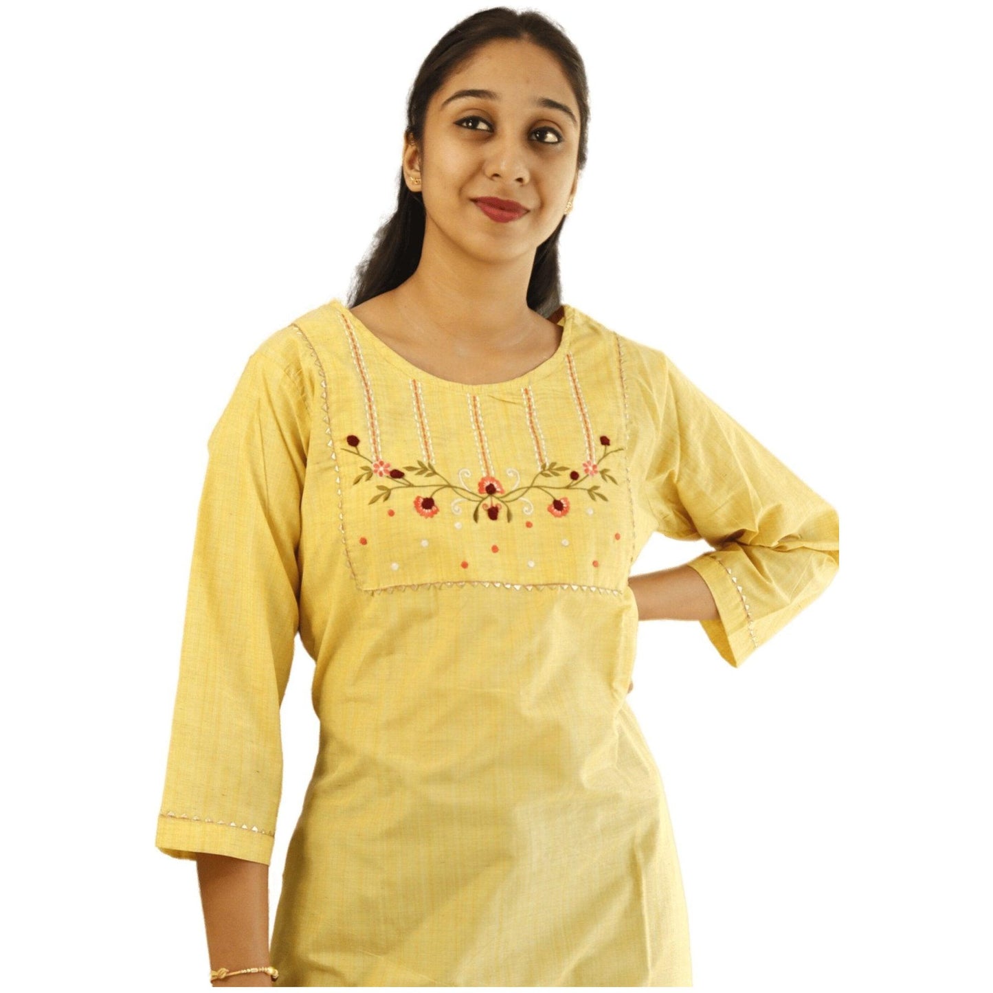 Cotton Embroidered Kurti - M&Y Pehnava