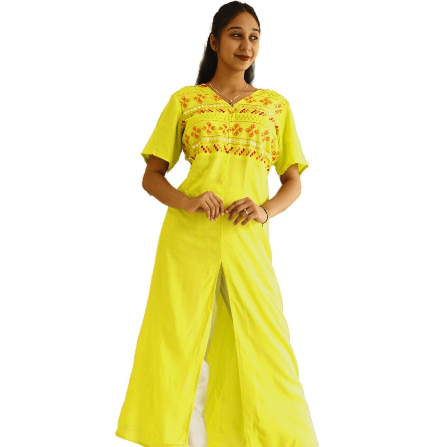 Cotton Embroidered Kurti - M&Y Pehnava
