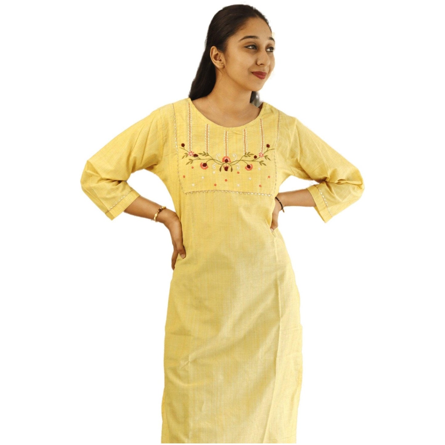 Cotton Embroidered Kurti - M&Y Pehnava