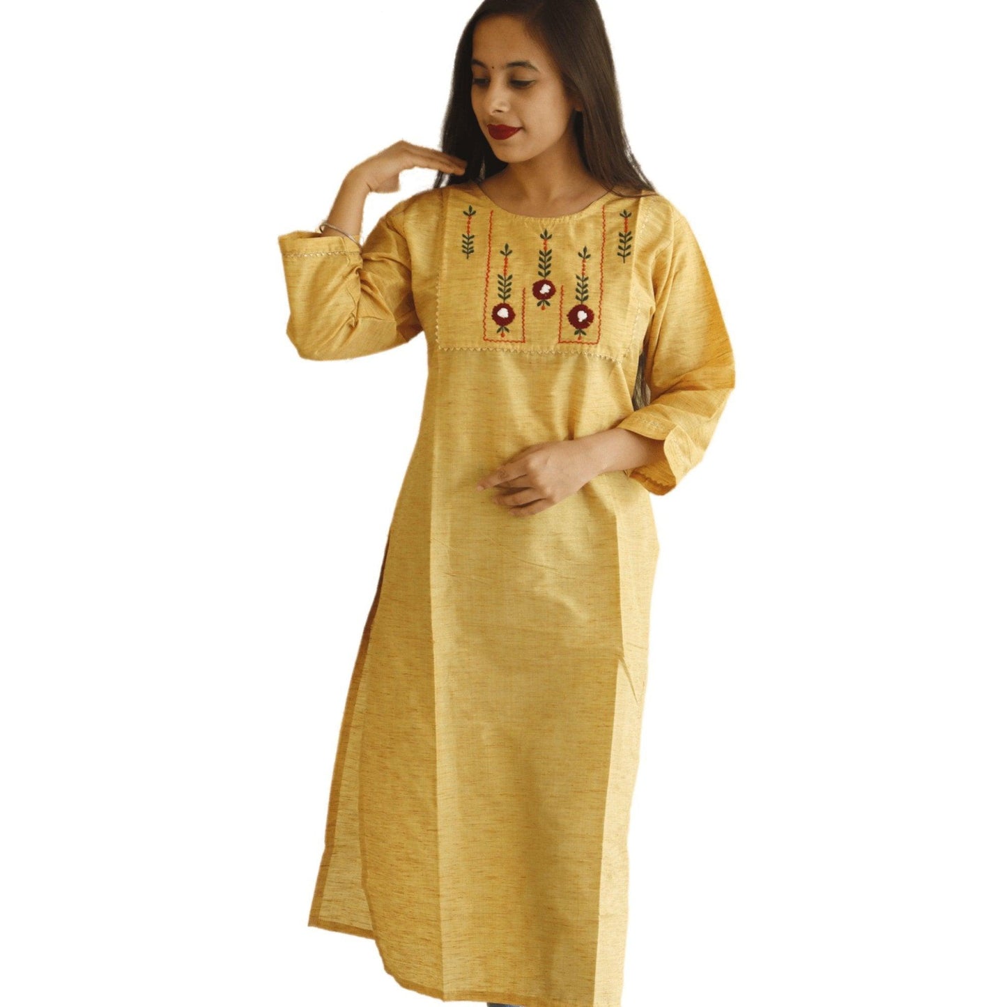 Cotton Embroidered Kurti - M&Y Pehnava