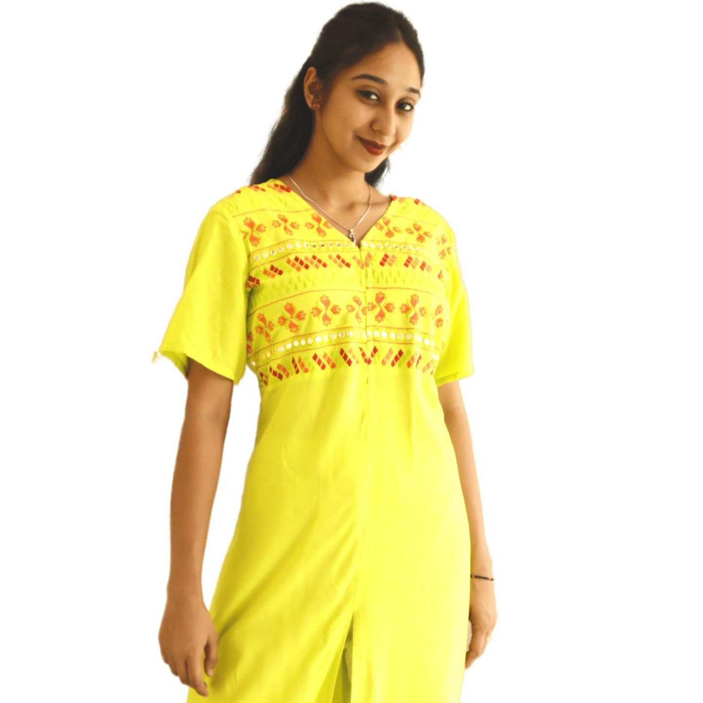 Cotton Embroidered Kurti - M&Y Pehnava