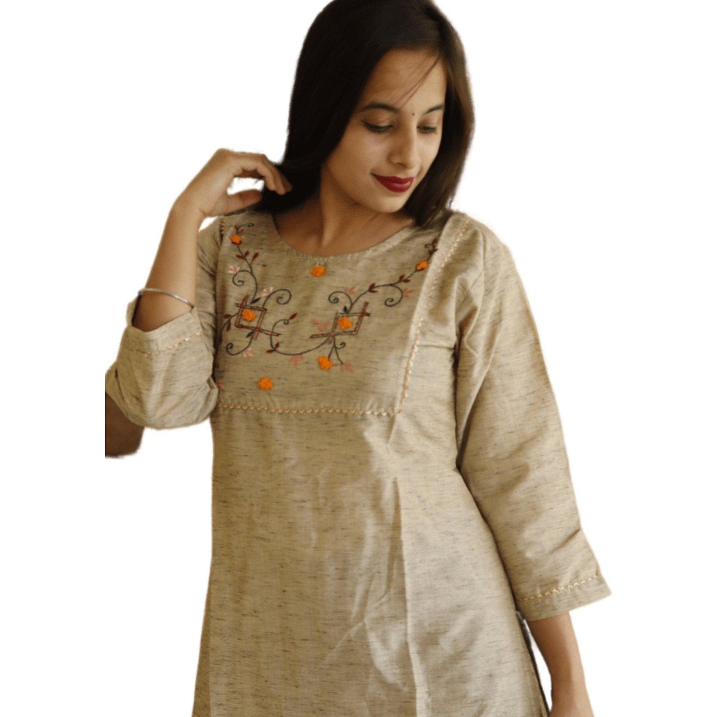 Embroidered Cotton Kurti - M&Y Pehnava