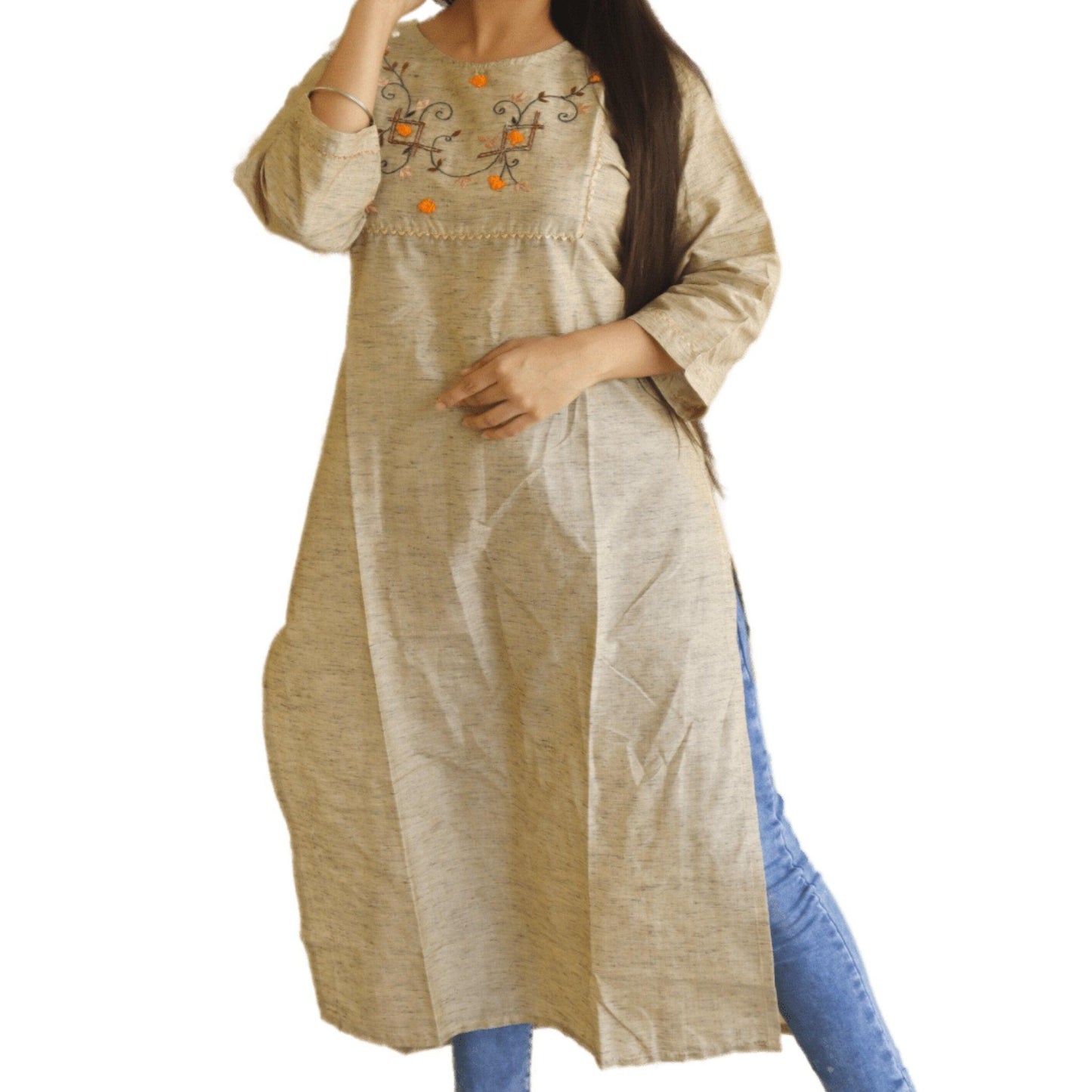 Embroidered Cotton Kurti - M&Y Pehnava