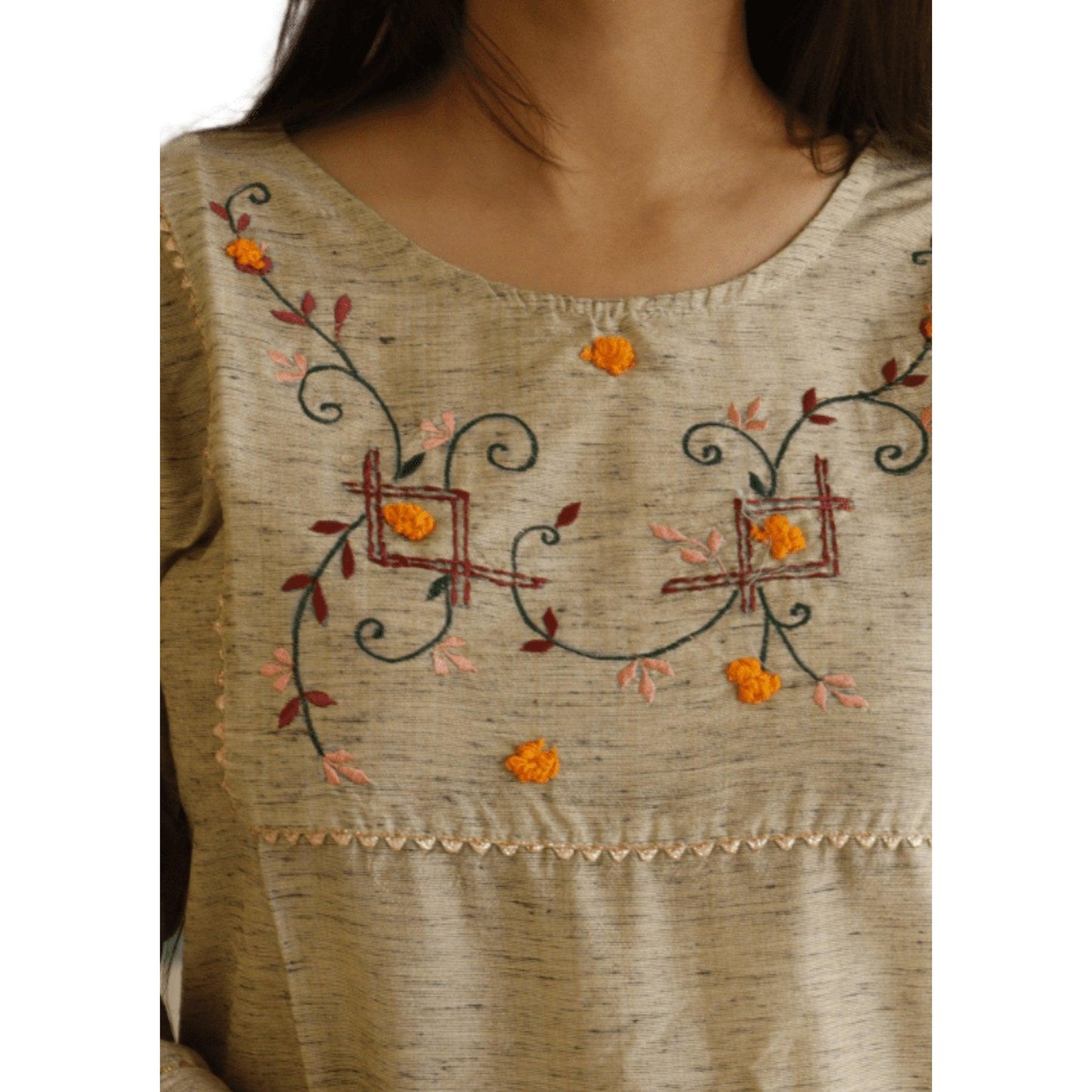 Embroidered Cotton Kurti - M&Y Pehnava