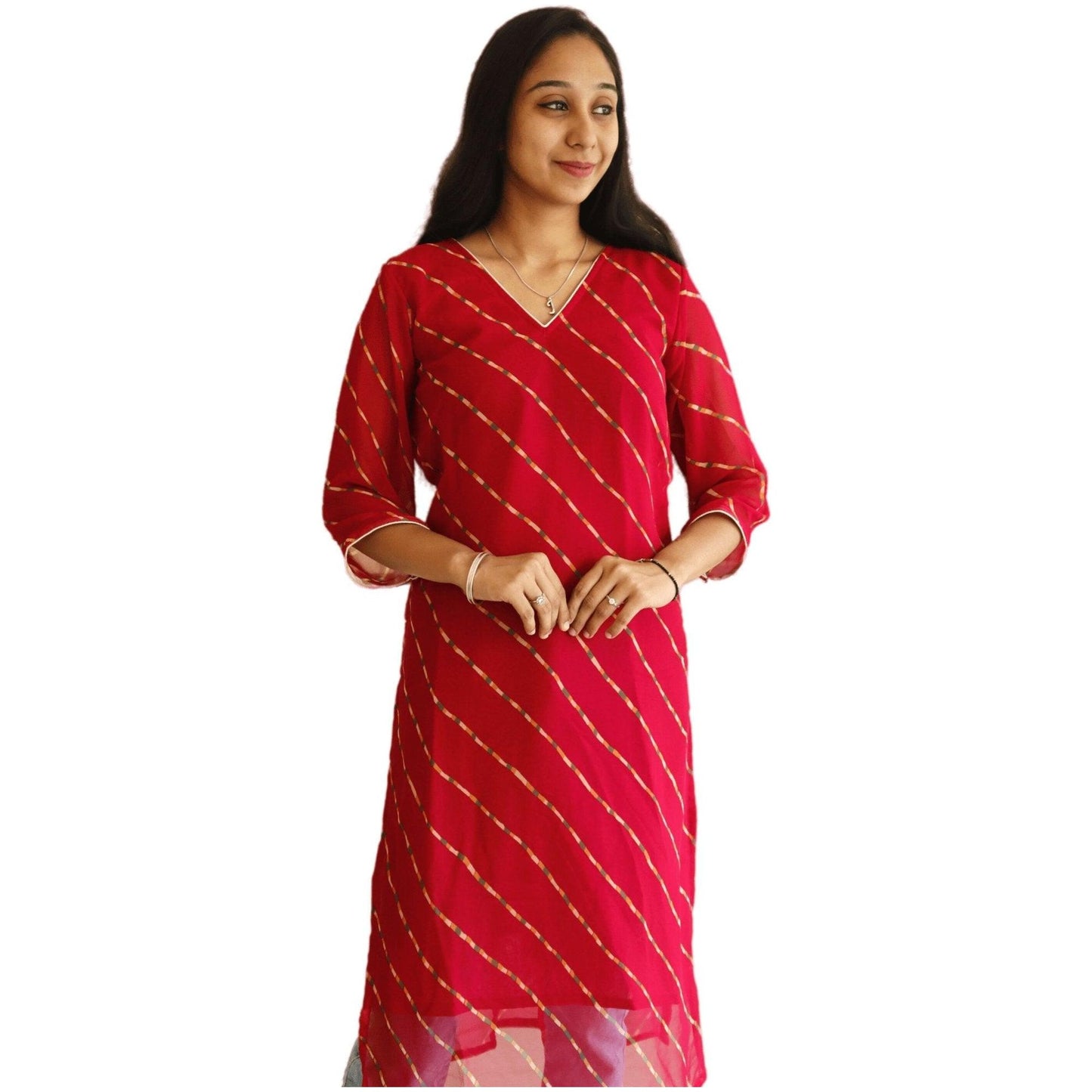 Leheriya Straight Kurti - M&Y Pehnava