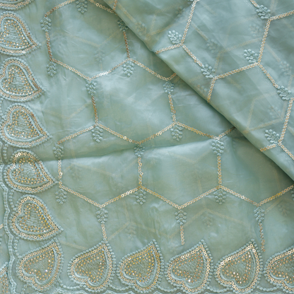 Organza Embroidered With Sequence Work Saree