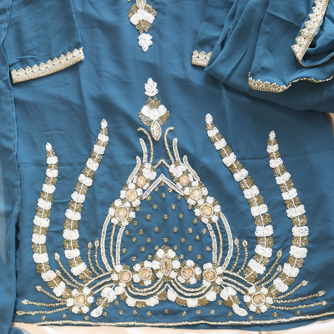 Teal Blue Party Wear Dhoti Suit Set