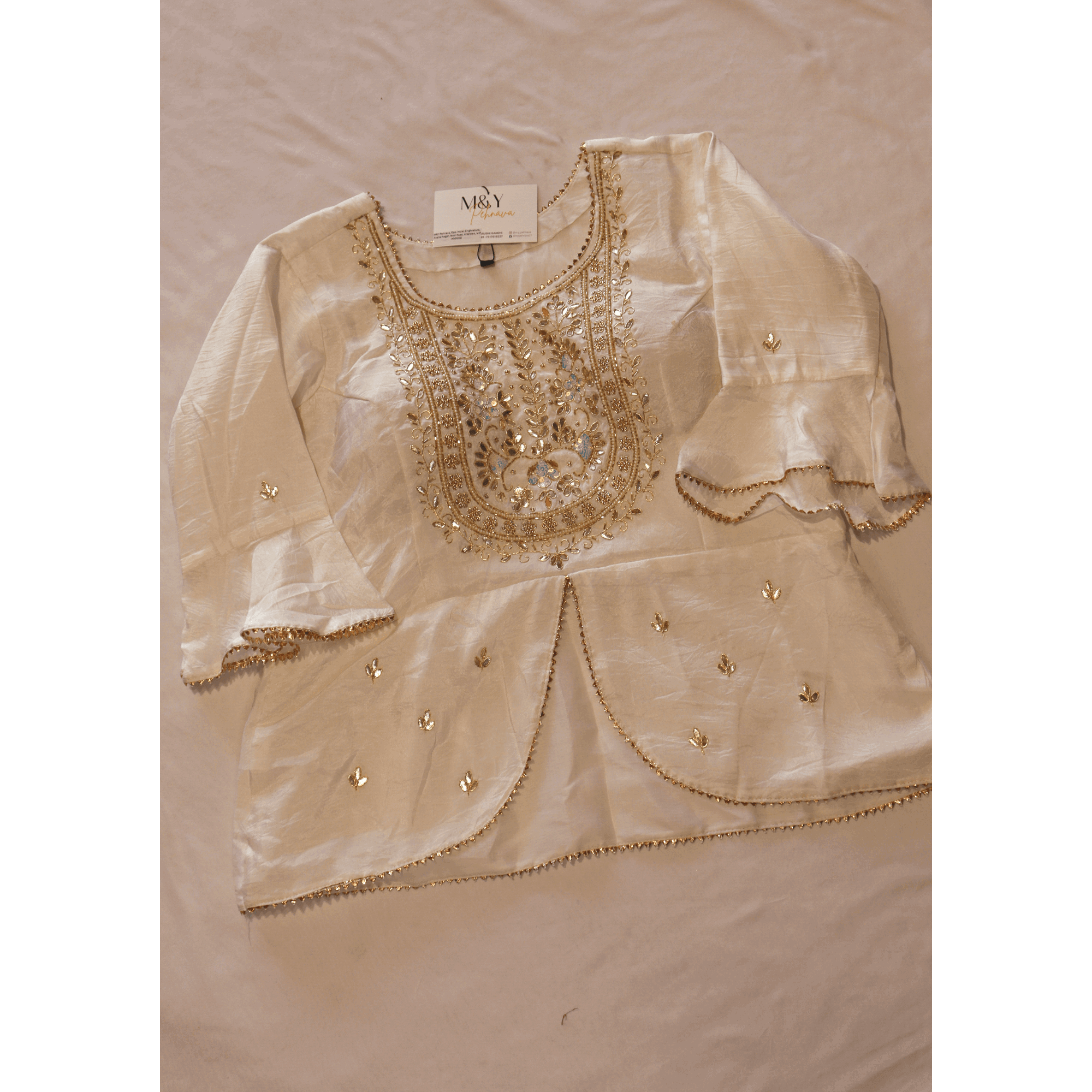 Peplum Handwork Pure Crepe Blouse - M&Y Pehnava