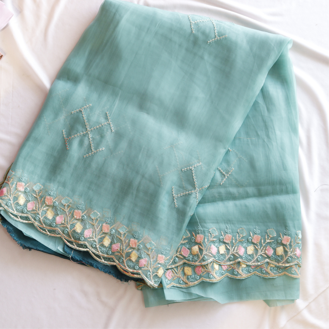 Net Embroidered Saree