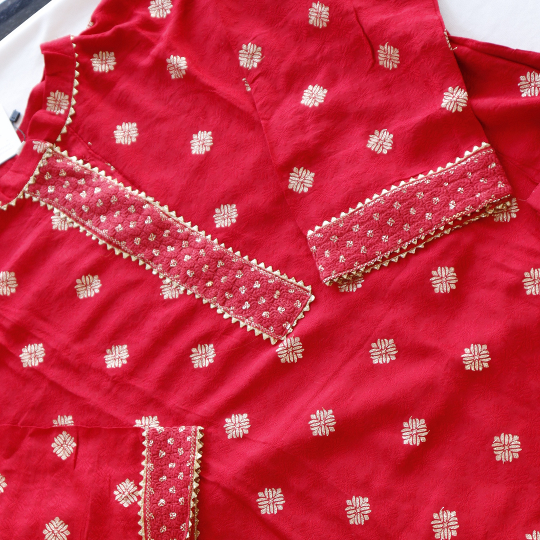 Red Banarsi Boti Suit Set