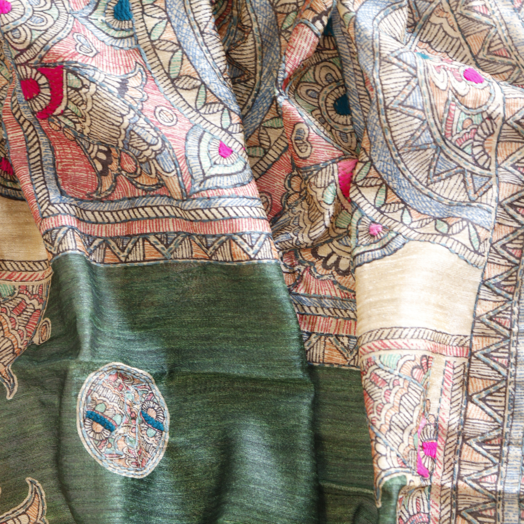 Kantha Work Unstitched Hand Embroidered Suit Set