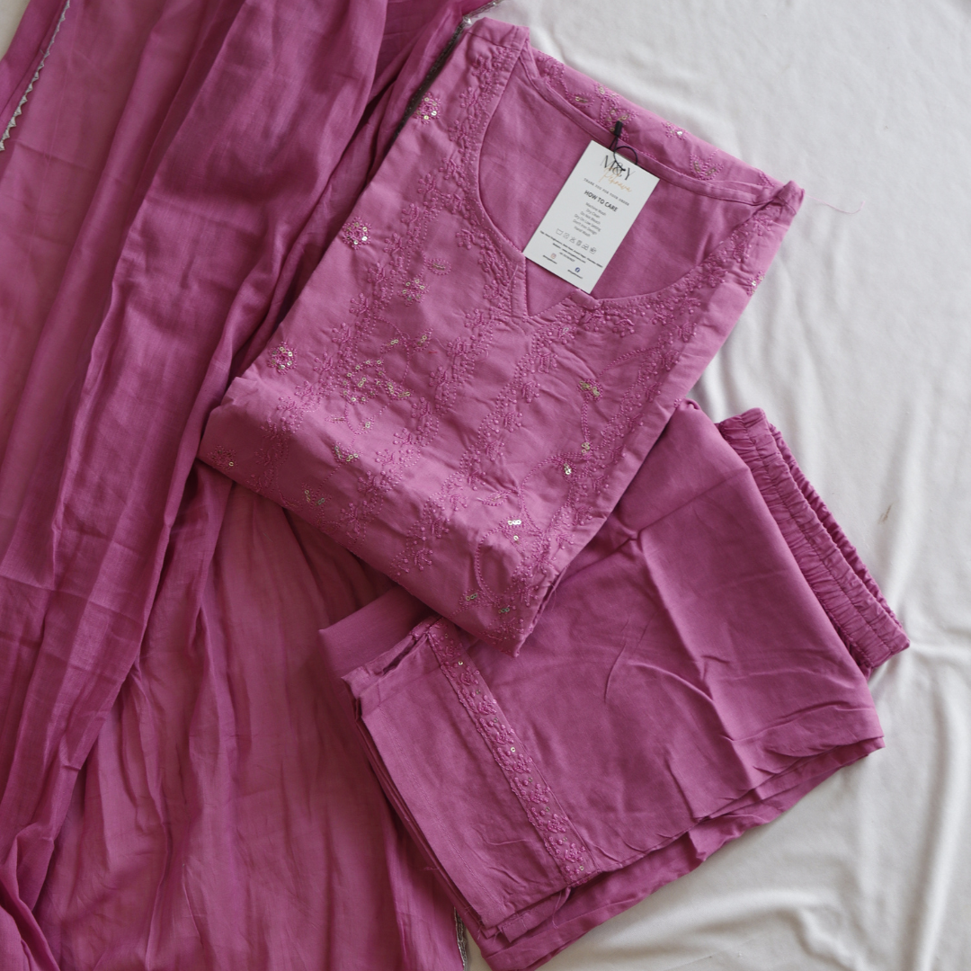 Dark Mauve Pure Cotton Suit Set