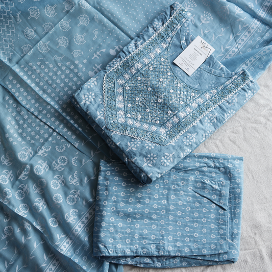 Sea Green Sequence Work Frock Suit Set