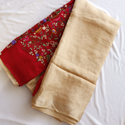 Pure Silk Saree With Heavy Handwork Blouse