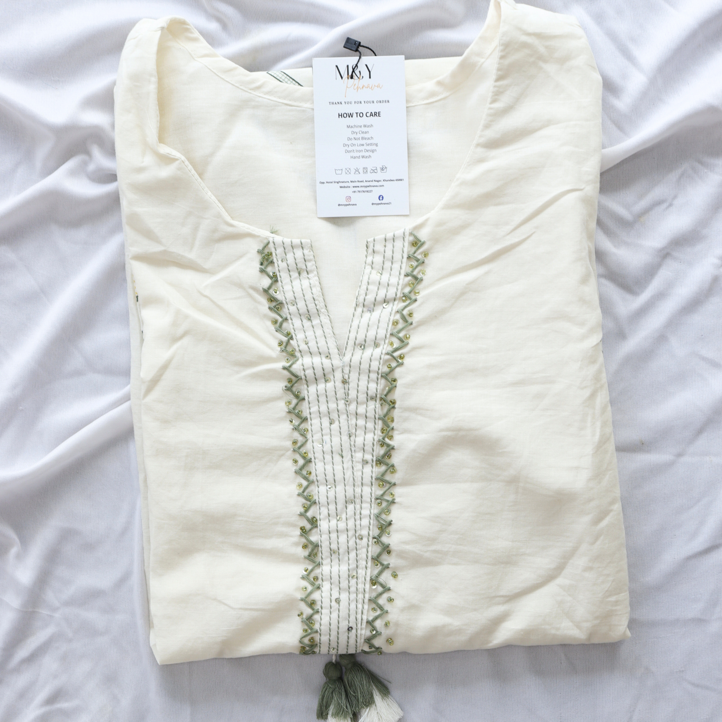 Cream Pure Cotton Suit Set