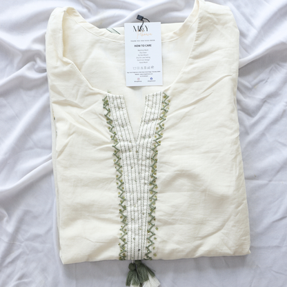 Cream Pure Cotton Suit Set