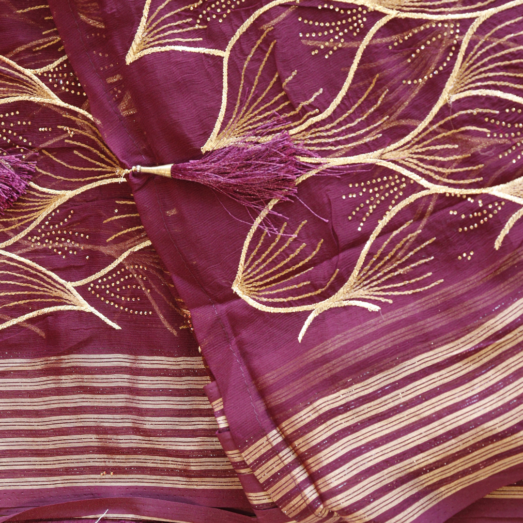 Fancy Embroidered Swarovski Work Saree