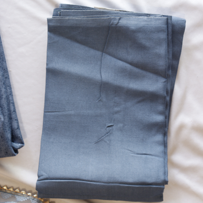Greyish Blue Thread Work Unstitched Suit Set