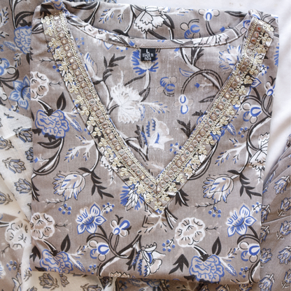 Floral Print Cotton Suit Set
