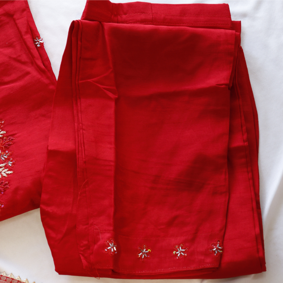 Red Embroidered Suit Set