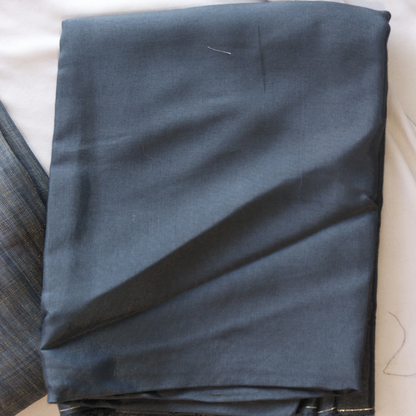 Grey Chanderi Cotton Thread Work Unstitched Suit Set