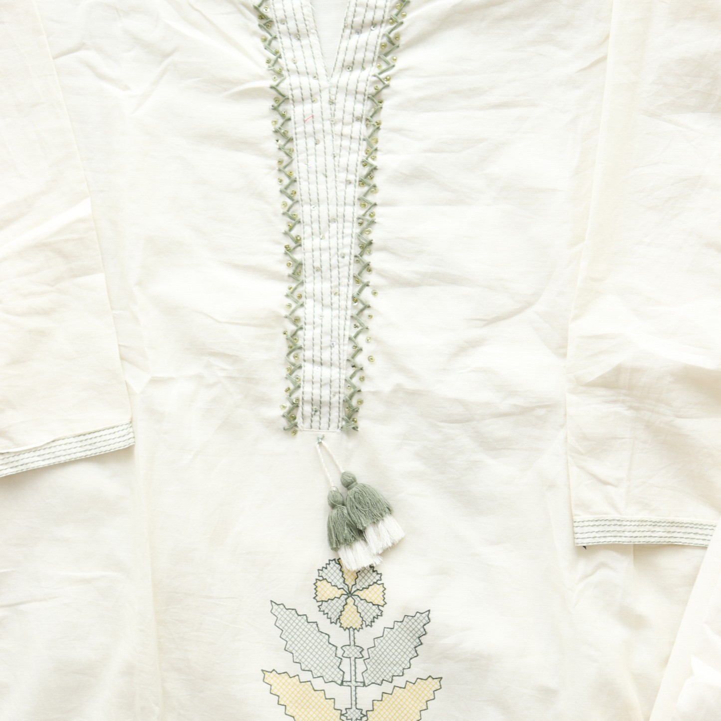 Cream Pure Cotton Suit Set