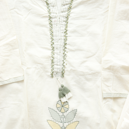 Cream Pure Cotton Suit Set