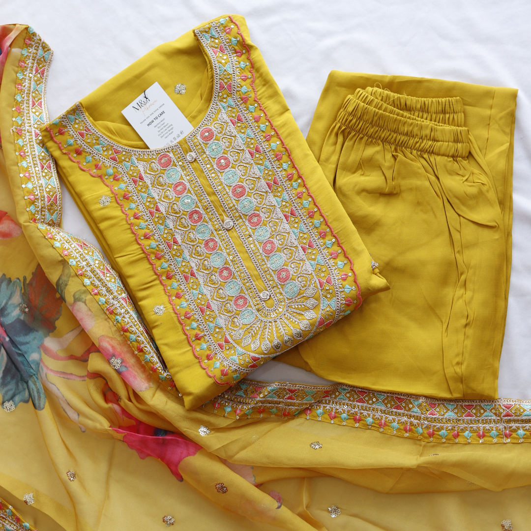 Mustard Heavy Party Wear Suit Set