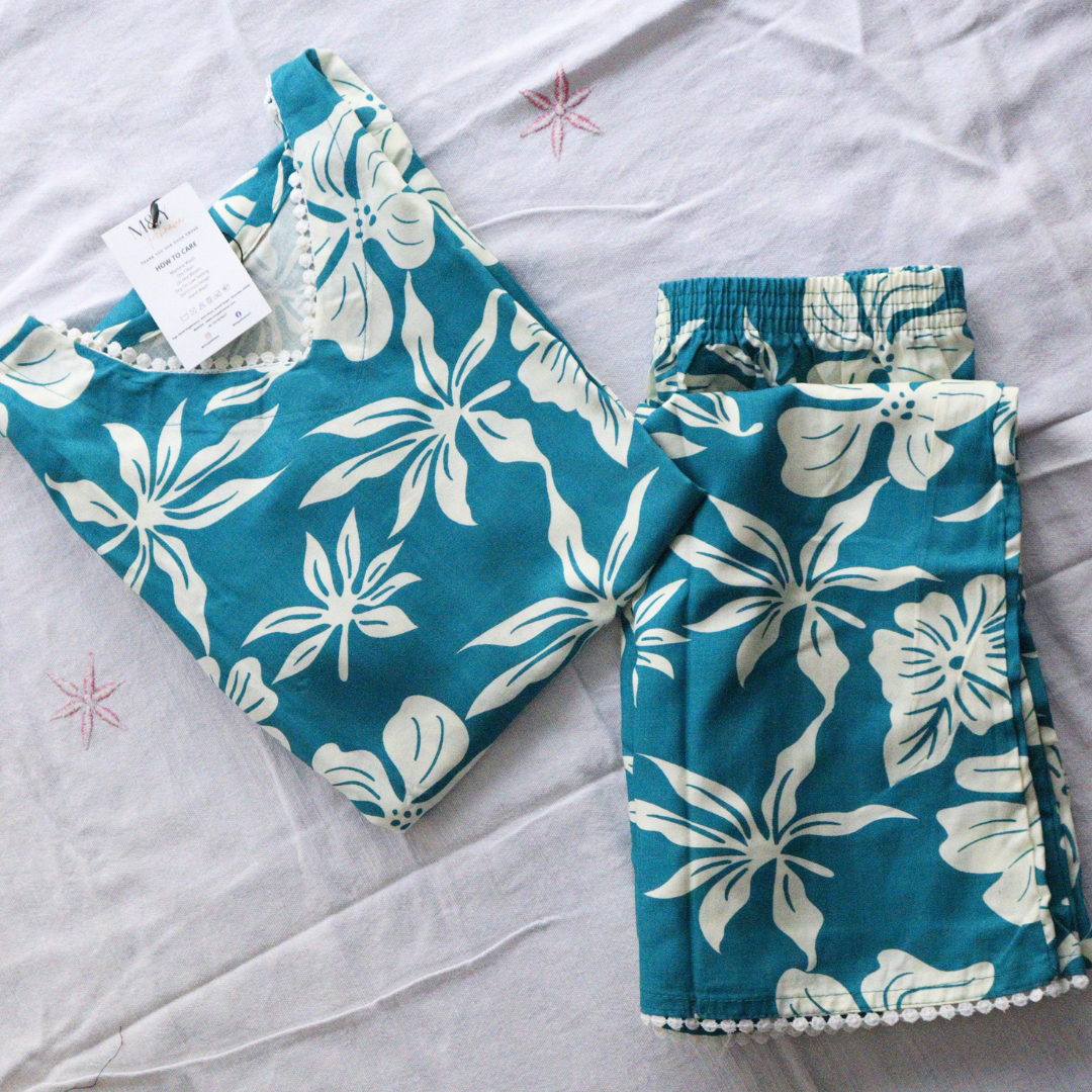 Turquoise Green Printed Co-Ord Set