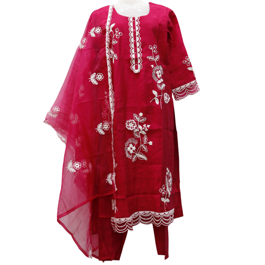 Hot pink Cut Work Suit Set - Buy Online | M&Y Pehnava