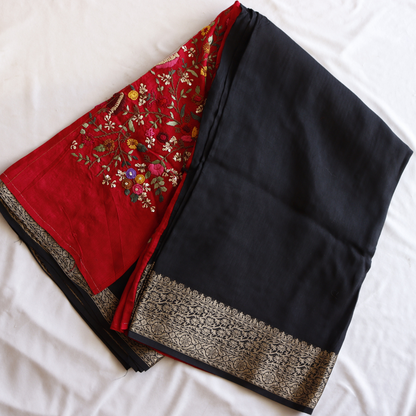 Pure Silk Saree With Heavy Handwork Blouse