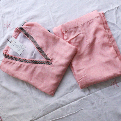 Pink V-Neck Co-Ord Set