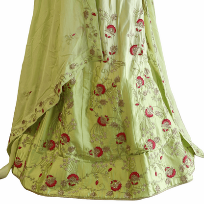 Pista Green Hand Embroidered Lehenga Set - M&Y Pehnava