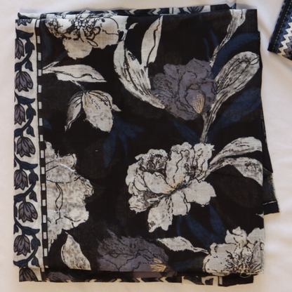 Black Floral Print Niara Cut Suit Set