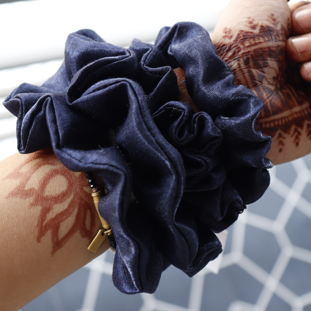 Navy Blue - Set Of 4 Scrunchies