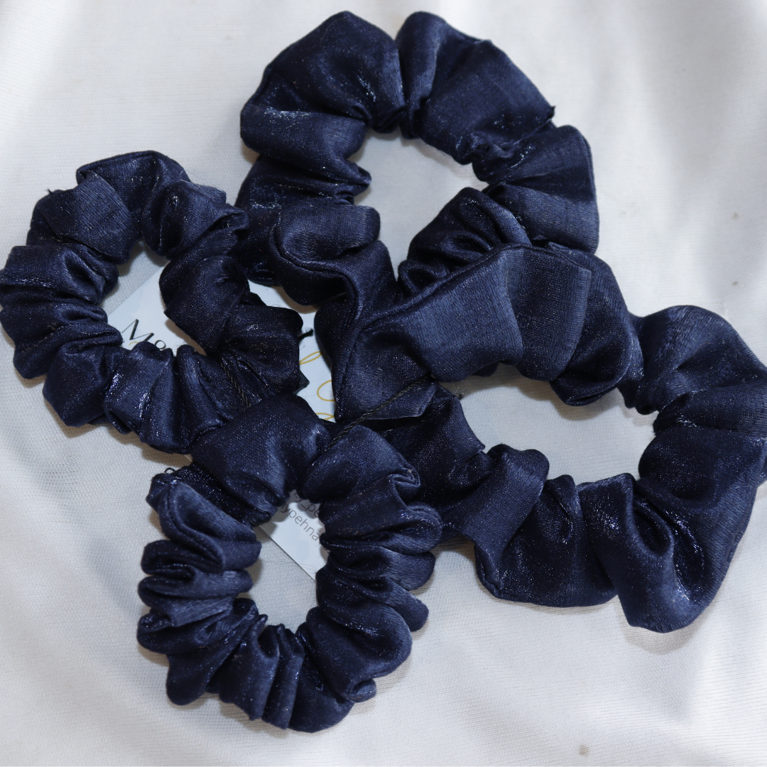 Navy Blue - Set Of 4 Scrunchies