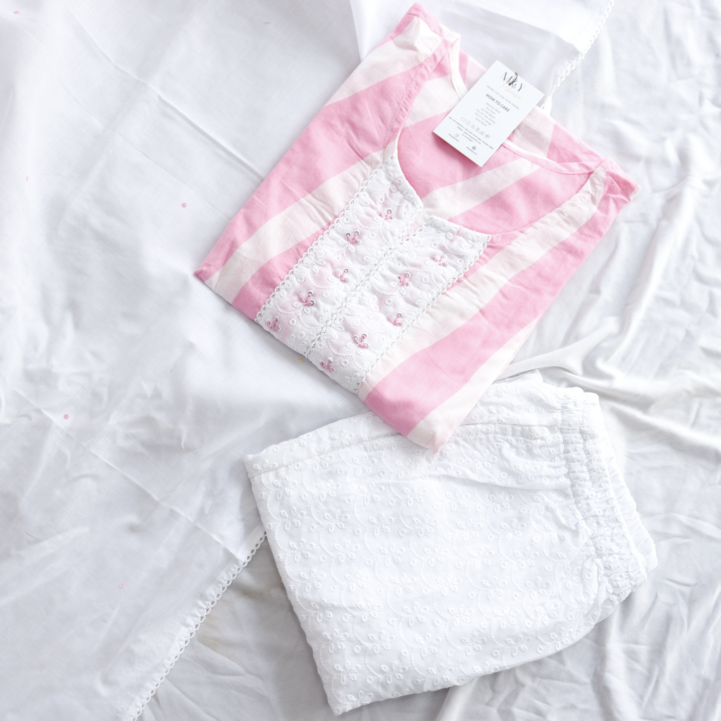 Baby Pink Pure Cotton Suit Set