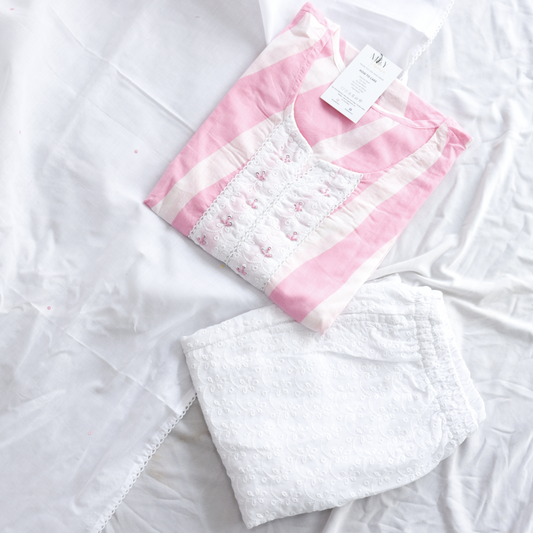 Baby Pink Pure Cotton Suit Set