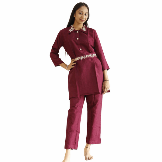 Modal Handwork Co-Ord Set With Belt