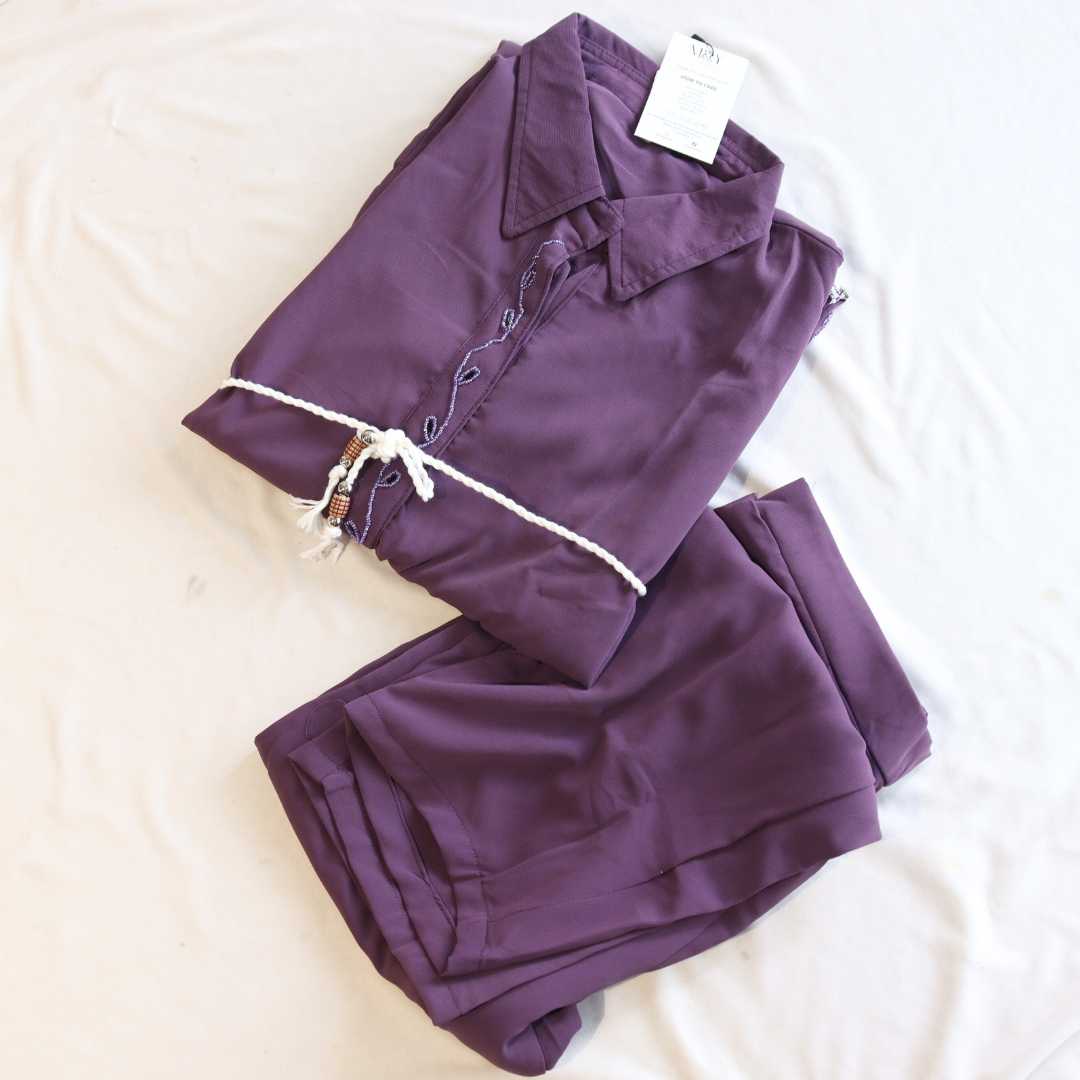 Mauve Heavy Beads Work Co-Ord Set