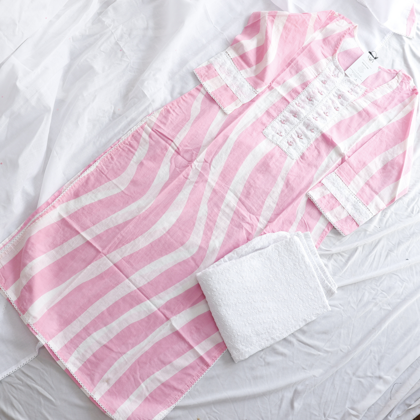 Baby Pink Pure Cotton Suit Set