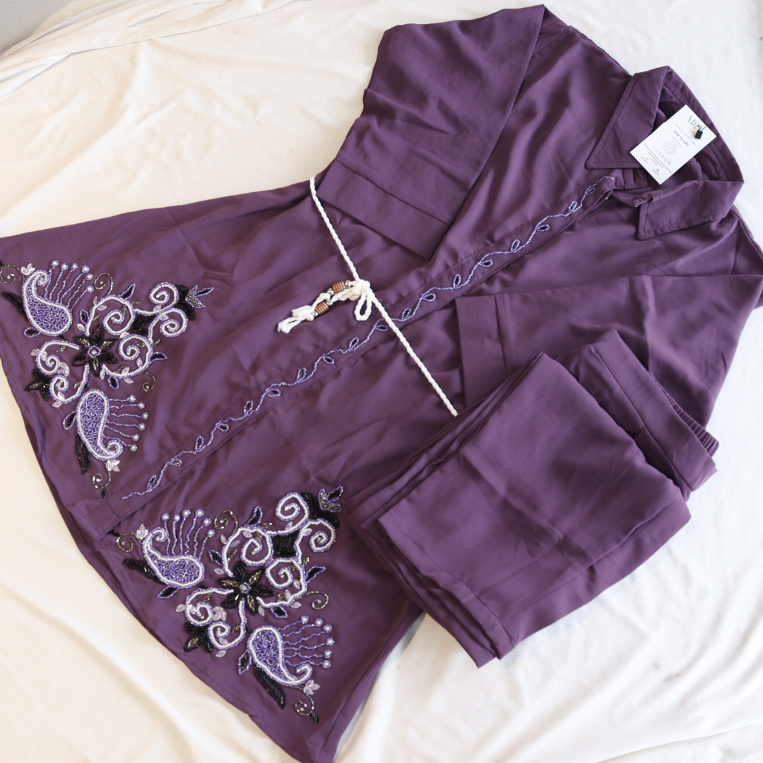 Mauve Heavy Beads Work Co-Ord Set