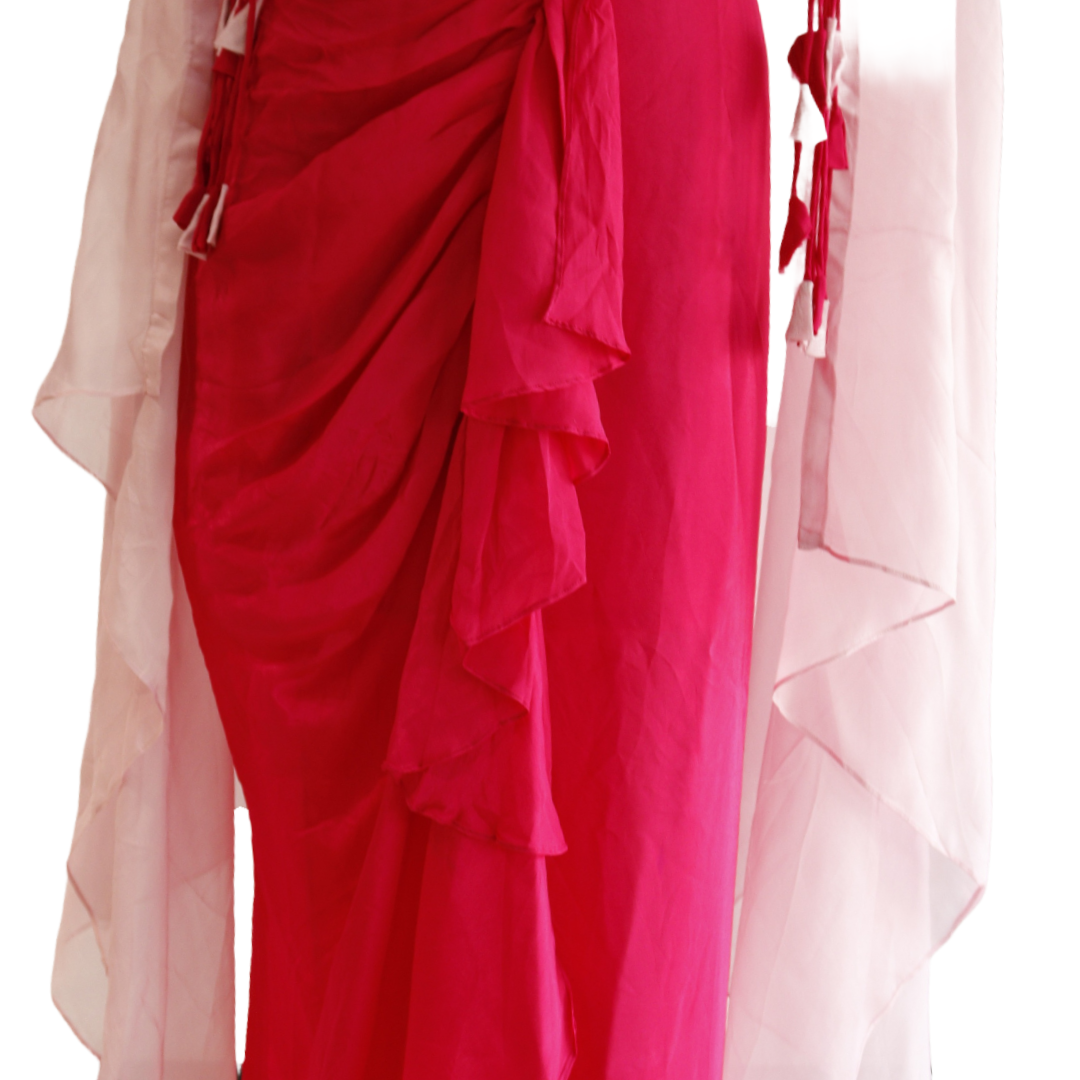 Pink Indo-Western 3 Piece Party Wear Set